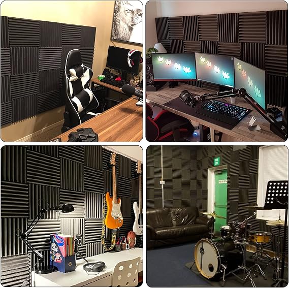 Acoustic Foam Panels 24 Pack 2x12x12 Sound Proof Padding Soundproofing Studio Foam Wedges (24 Square Feet)