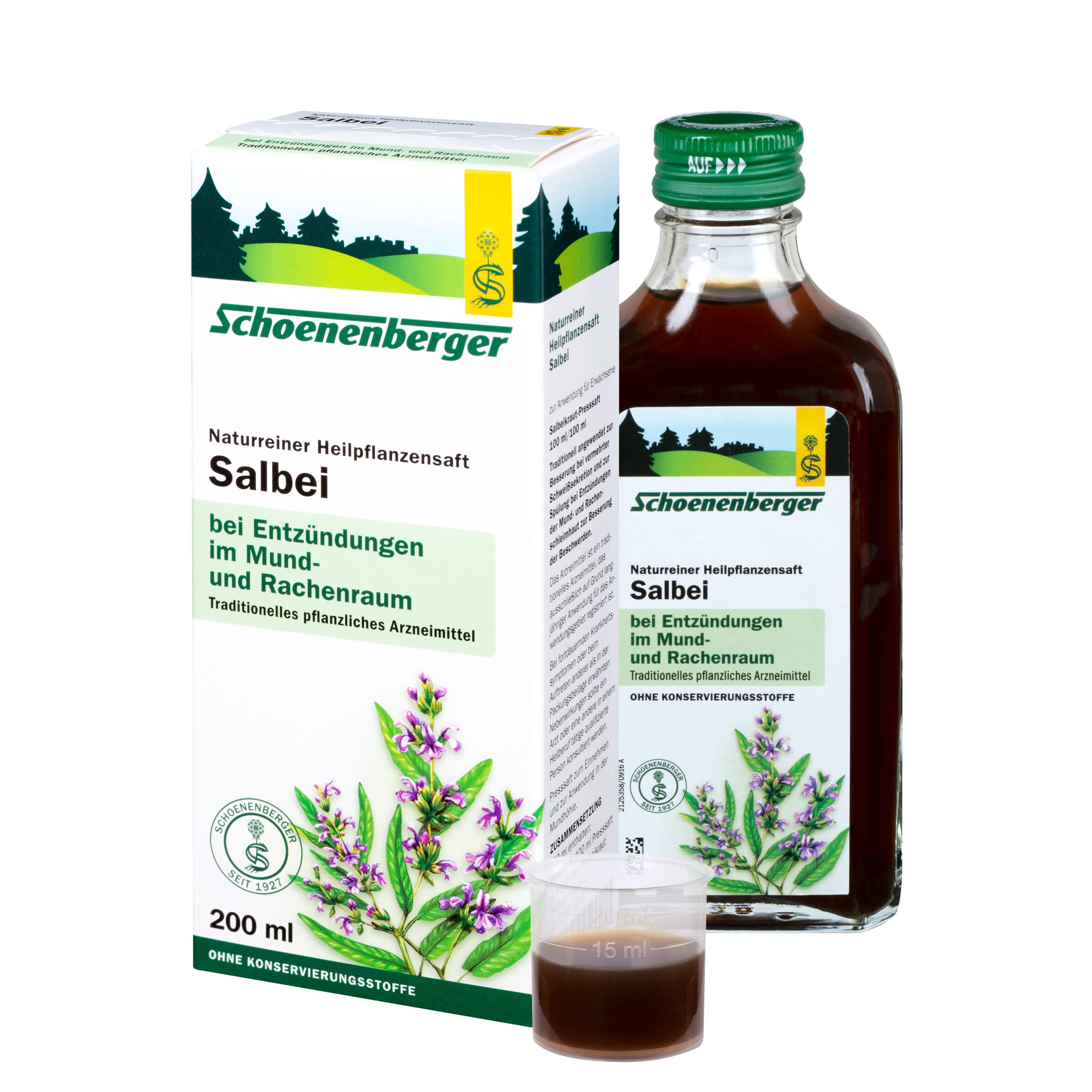 Schoenenberger Salbei naturreiner Heilpflanzensaft, 200 ml Soluzione