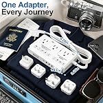 220v to 110v Travel Voltage Converter: International Universal Voltage Converter US to Europe Power Strip Plug Transformer - 2000W Electric Hair Dryer Step Down Outlet Converters for European UK EU