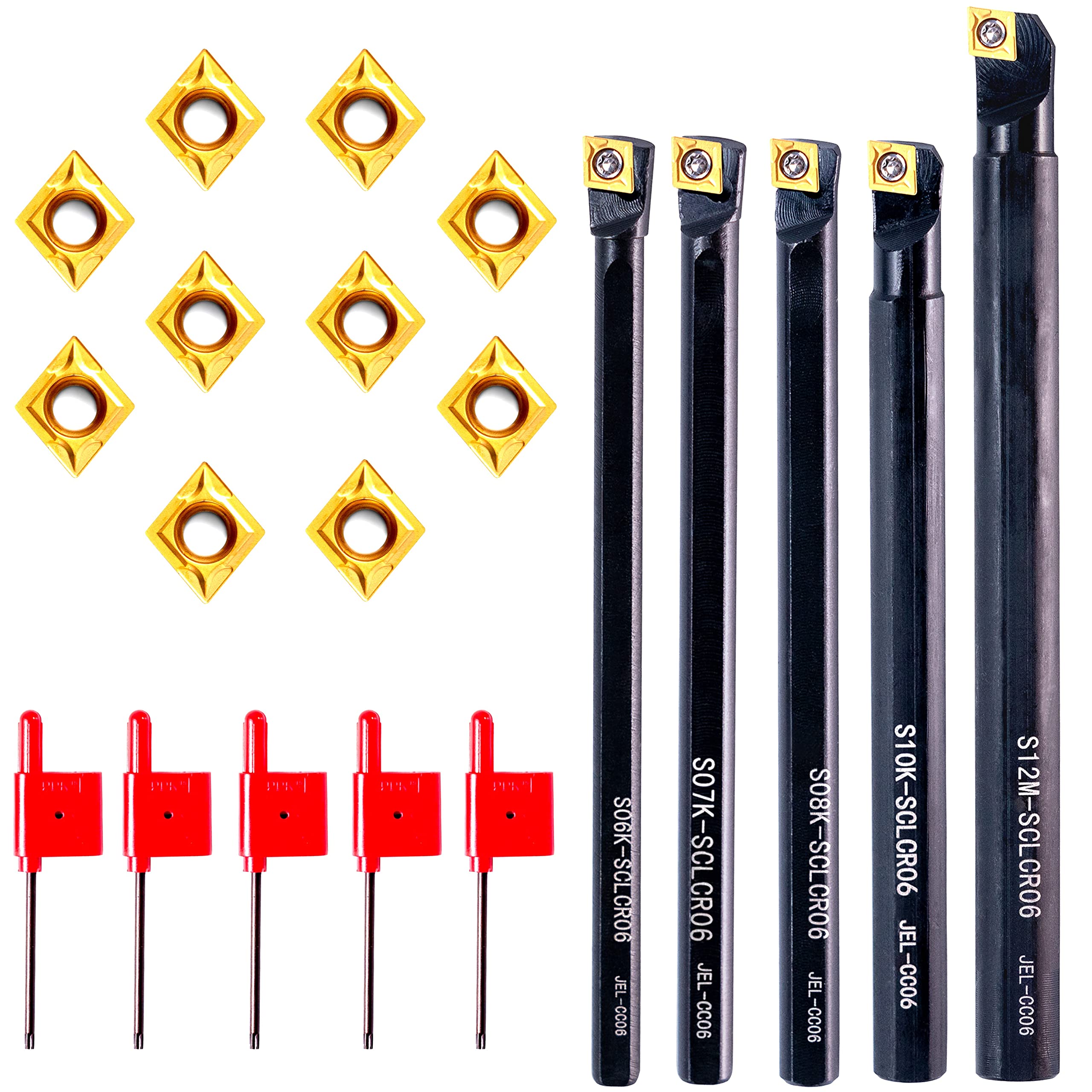 21pcs Lathe Threading Tool Bit Set – 7pcs 5/16” Turning Holders + 14pcs Golden Carbide Inserts - View #4
