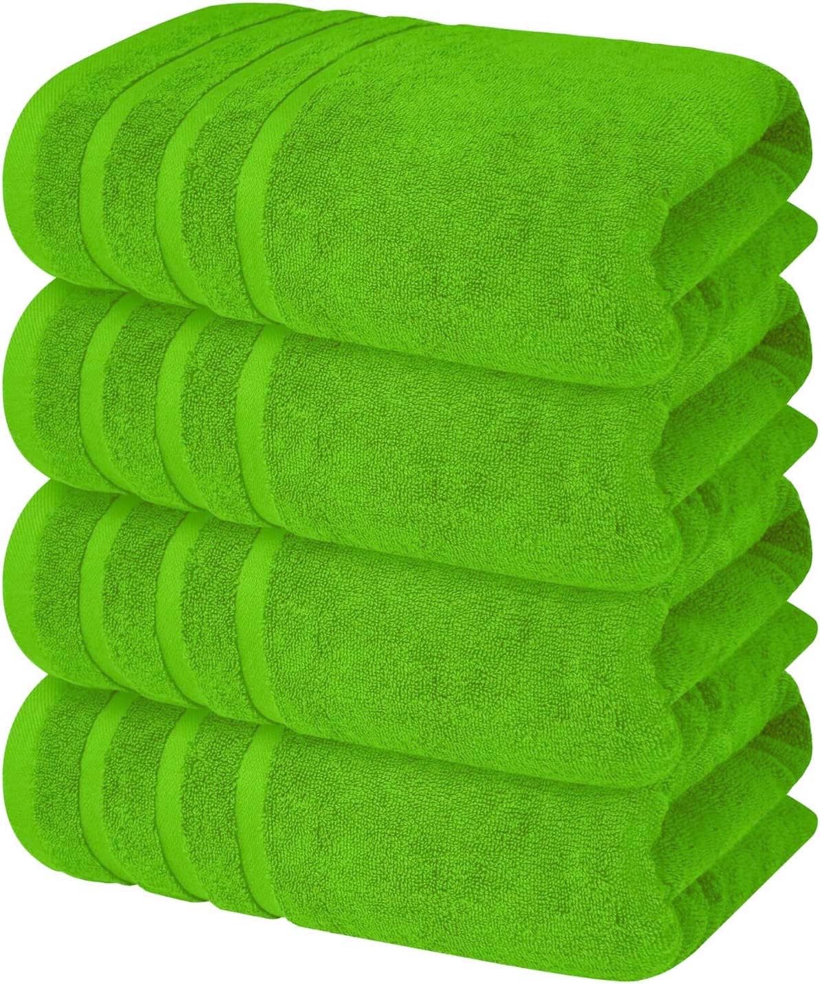 Wholesale Trade Dealz 4 x Large Jumbo Bath Sheet Towel Set (75 x 150 cm-500GSM) Pure Cotton XL Bath Sheet Towels (Lime Green, Cotton)