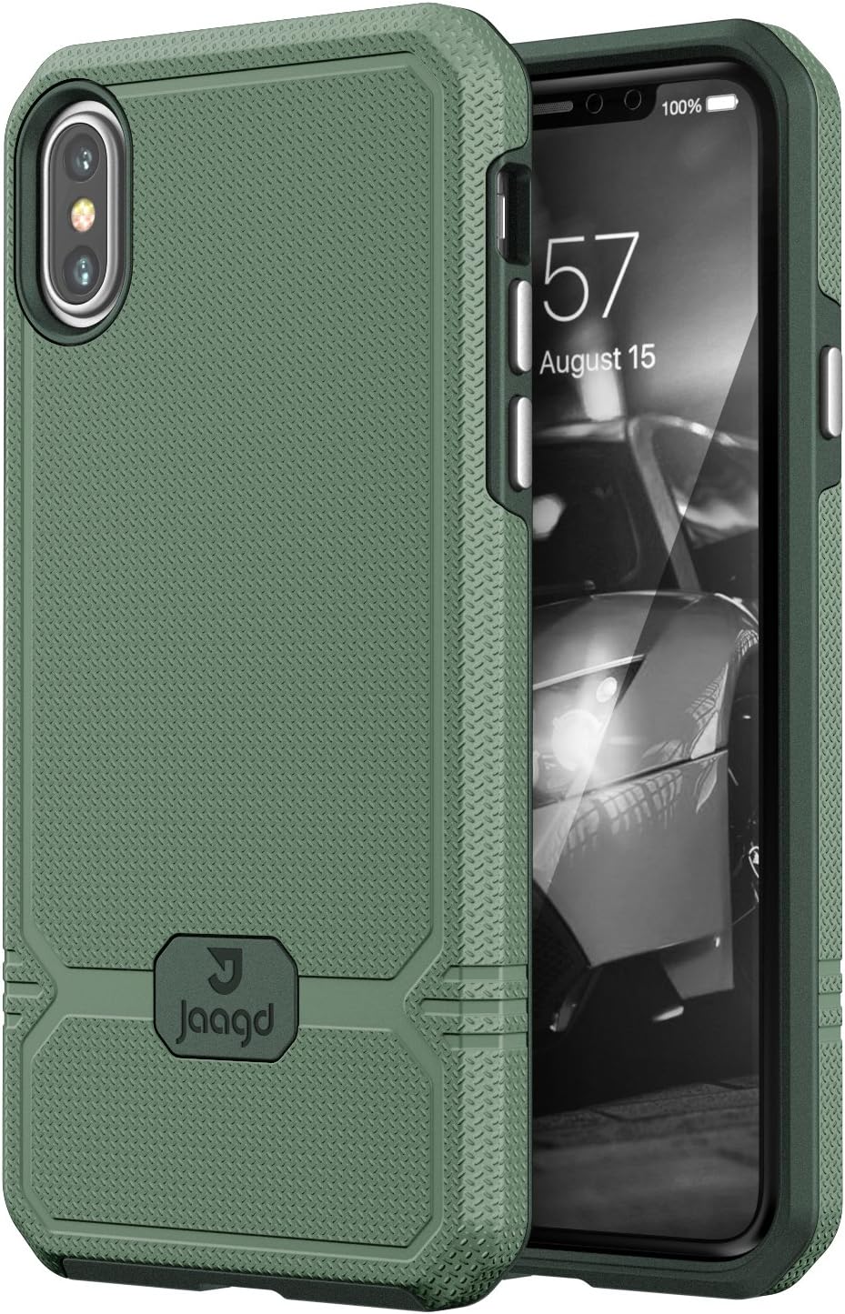 Jaagd iPhone X Case, Slim Shock-Absorbing Modern Slim Non-Slip Grip Cell Phone Cases for Apple iPhone X (Olive)