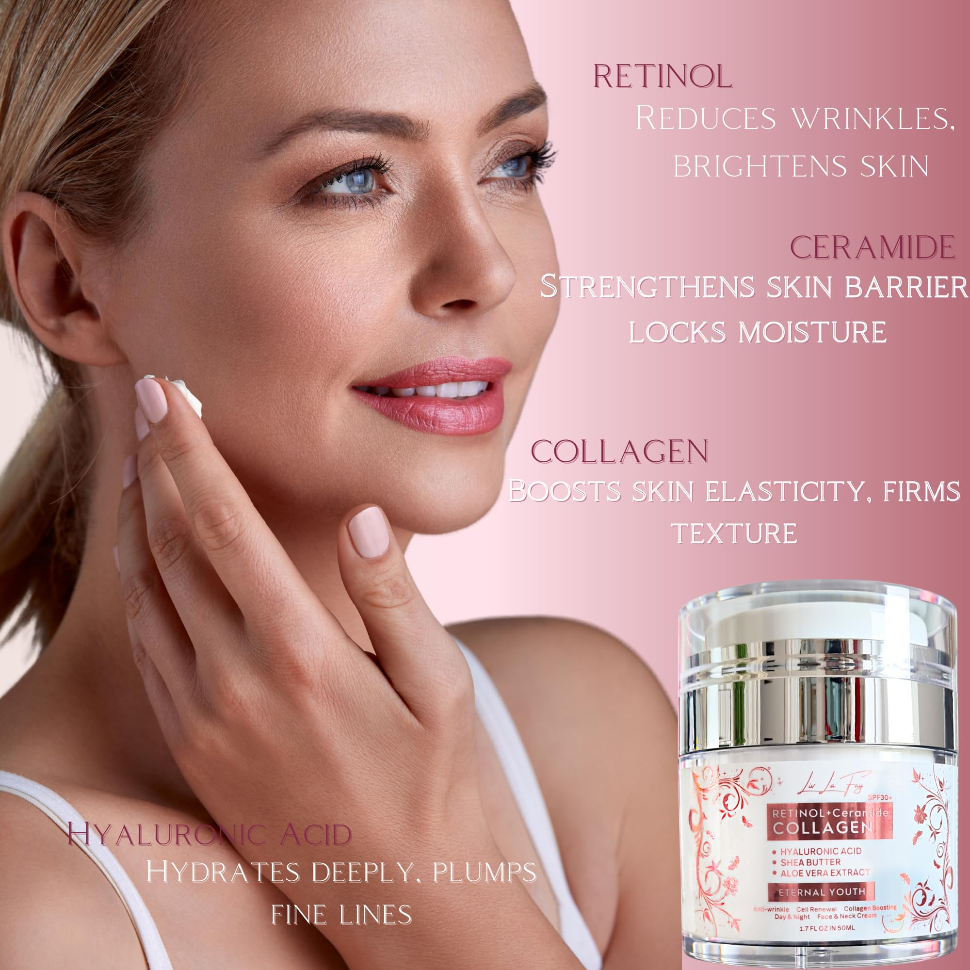 Liv La Fay Retinol, 5 Peptides & Collagen Face Cream SPF 30, 50 ml (Pack of 1) - Image 4