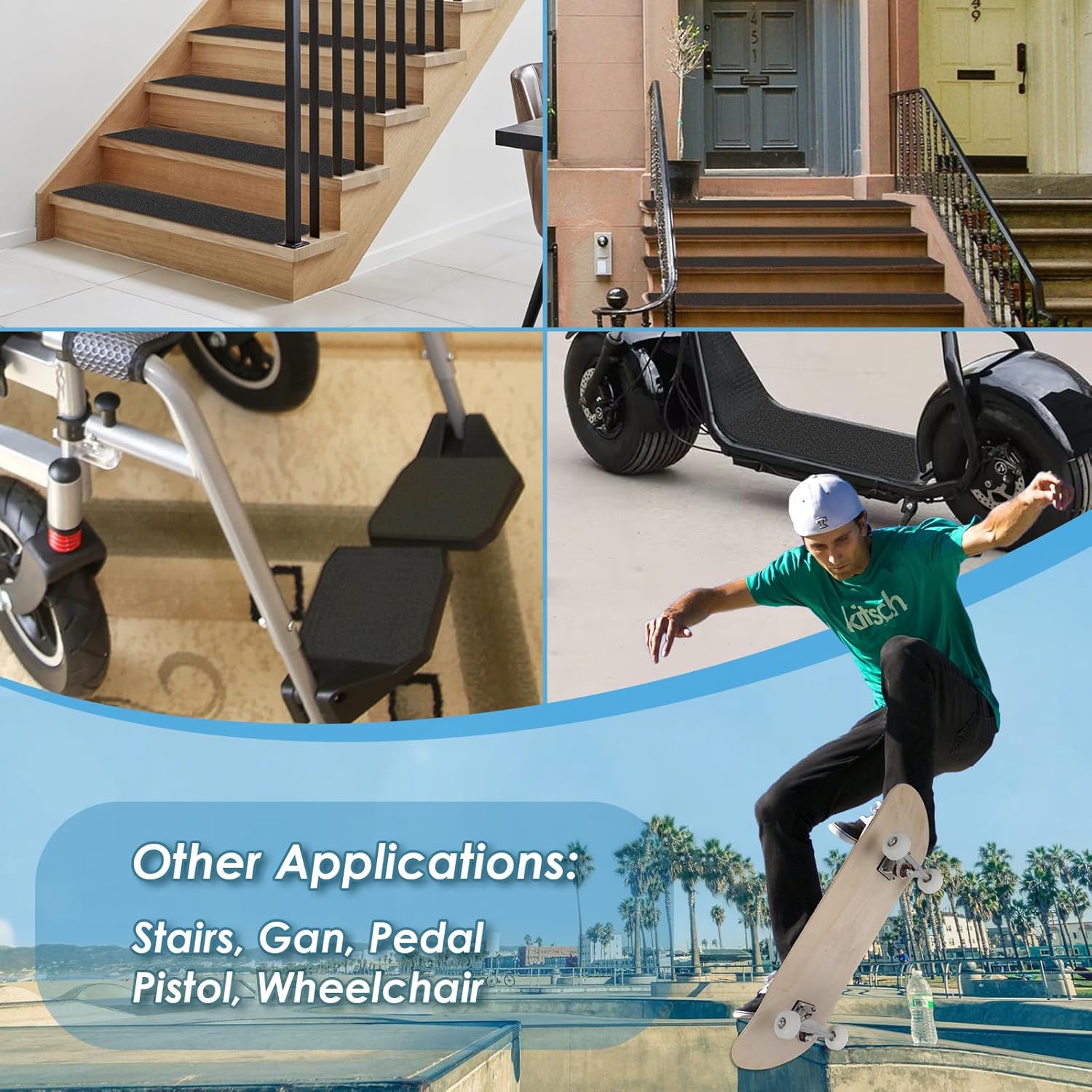 Grip Tape, 33" x 9", No Air Bubbles, Black Griptape for Skateboards & Scooters