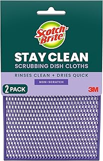Scotch-Brite® Stay Clean Scrubbing Dish Cloths, Reusable and Long-Lasting Mesh Dish Rags That Dry Fast to Resist Odors, Scratch-Free Scrubber Wipes That are Safe on All Surfaces, 2 Dish Towels