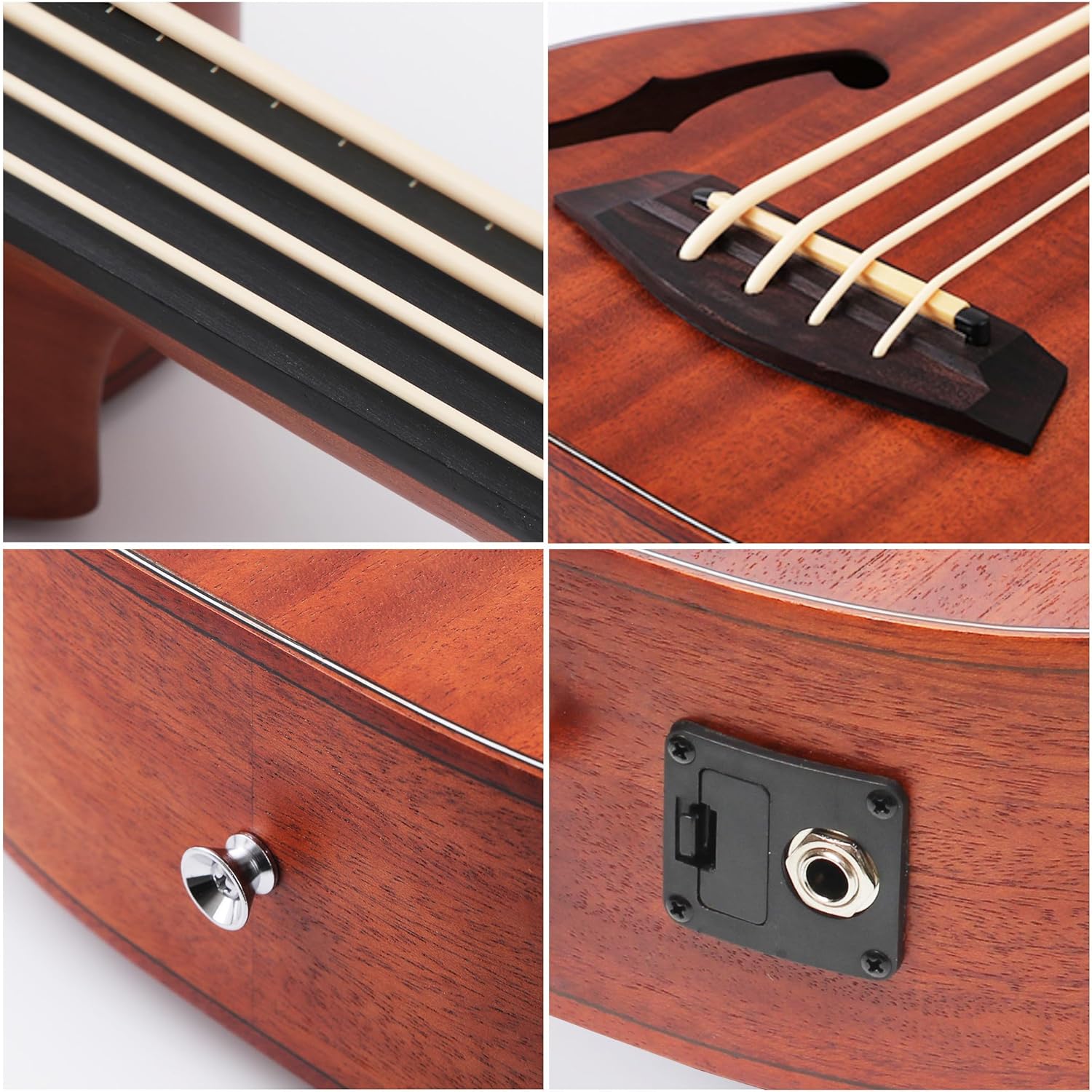 Batking Ubass Fretless,Bass Ukulele Electric 30 inch baritone ukelele bass,Electric Acoustic Bass Uku Wtih Gig Bag