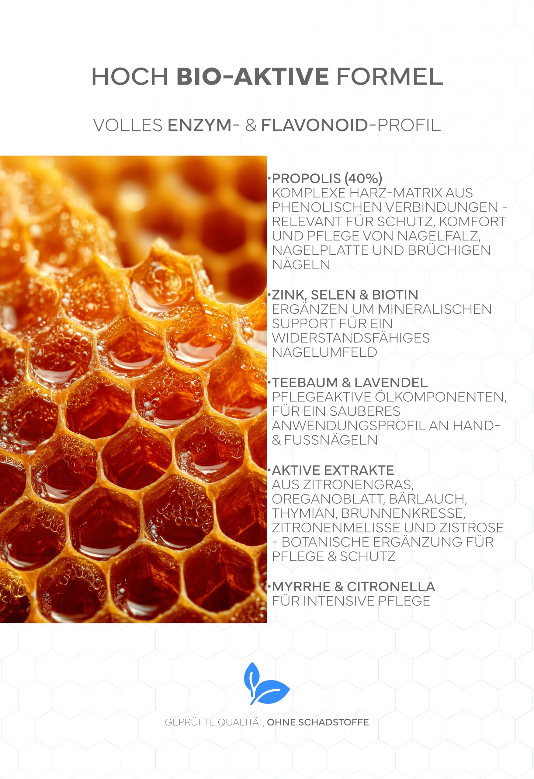 BIO Propolis Nagelserum: Akute Intensivpflege bei Nagelpilz; Mit hochdosiertem Propolis (40%), Teebaumöl & Lavendel sowie Vitaminen & Mineralien (Zink, Selen & Biotin); Für gepflegte & starke Nägel