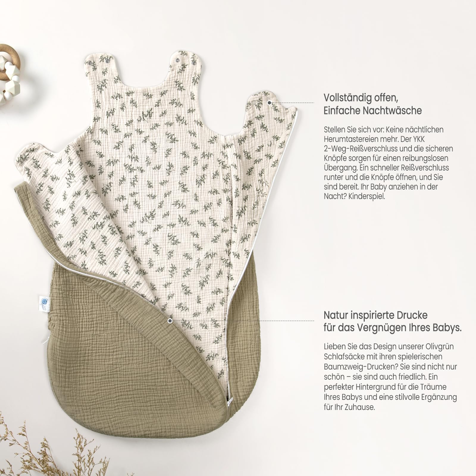 lulumoon Gigoteuse bébé de 3 à 9 Mois : Gigoteuse en Mousseline pour garçons et Filles ; Gigoteuse bébé en Coton pour Chambre d'enfant de 70 cm, Toute l'année