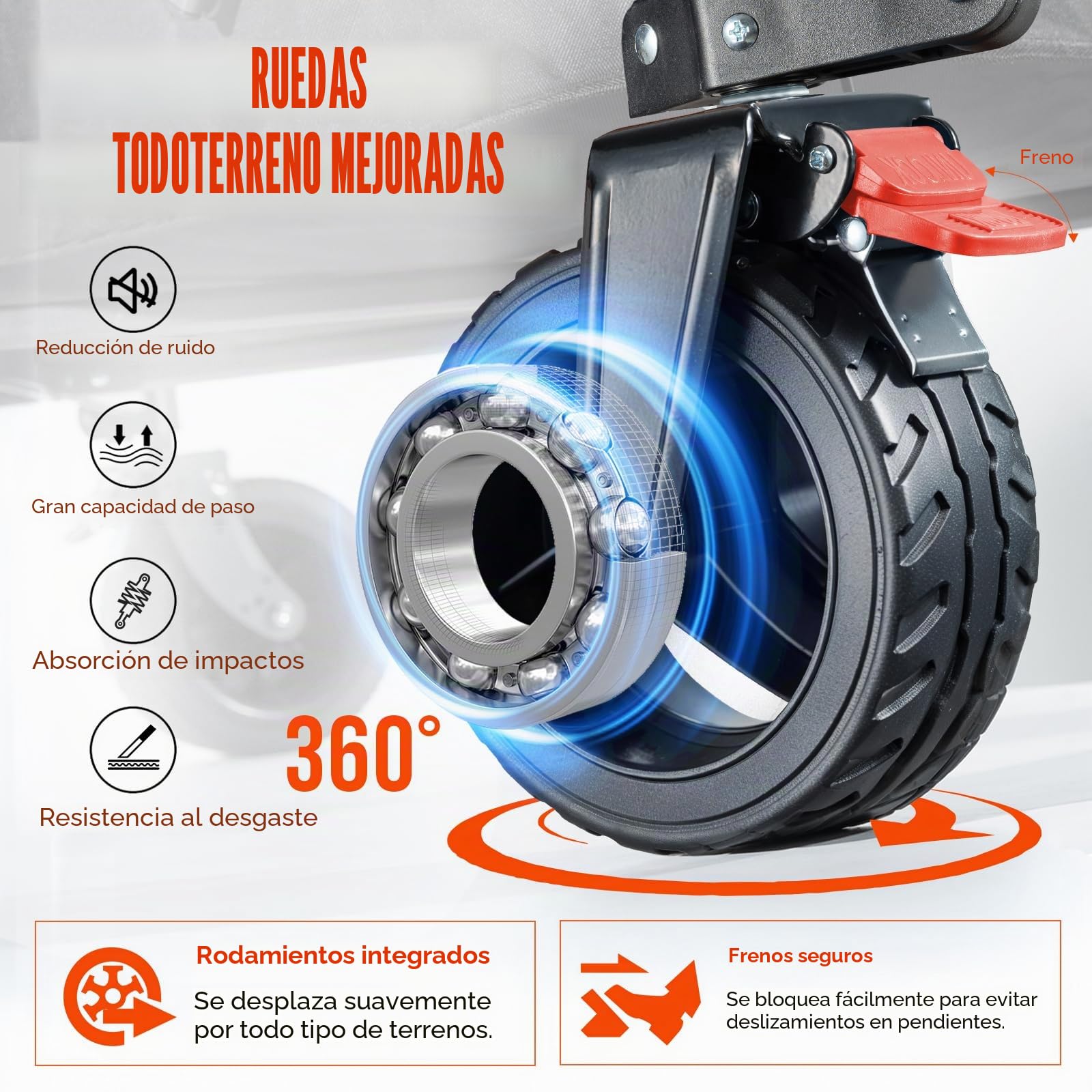 Overmont Carro Playa Plegable - Carrito de Jardín Todo 150L 150 kg con Mango Ajustable - Todo-Terreno Desmontables Ruedas Grandes - con Bolsillo Lateral Portavasos - per Camping Compras Deportes