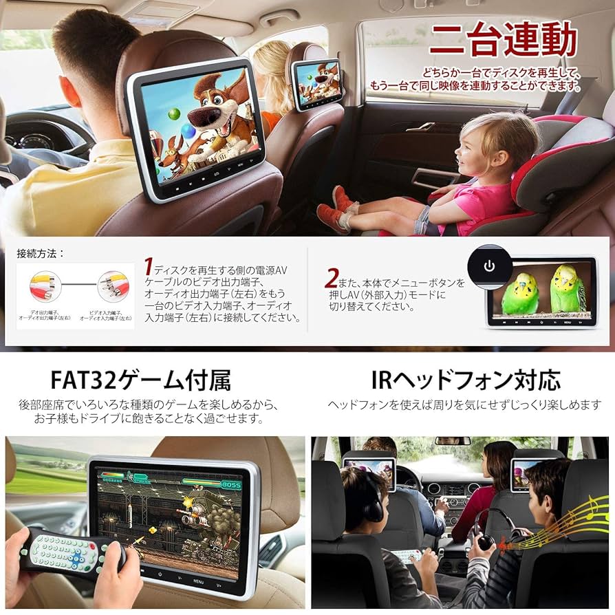 E1100AJ/L0299A 10.1インチ DVDプレーヤー Eonon ヘッドレストモニター DVDプレーヤー 下向きスピーカー