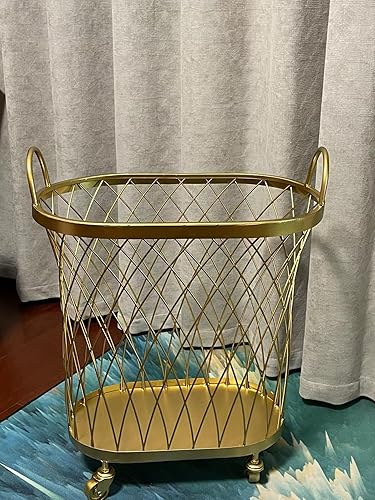 Miniatura 3 de Cesta de lavandería con ruedas de hierro forjado, cesta de almacenamiento de juguetes, cesta de almacenamiento de cocina, cesta de lavandería con