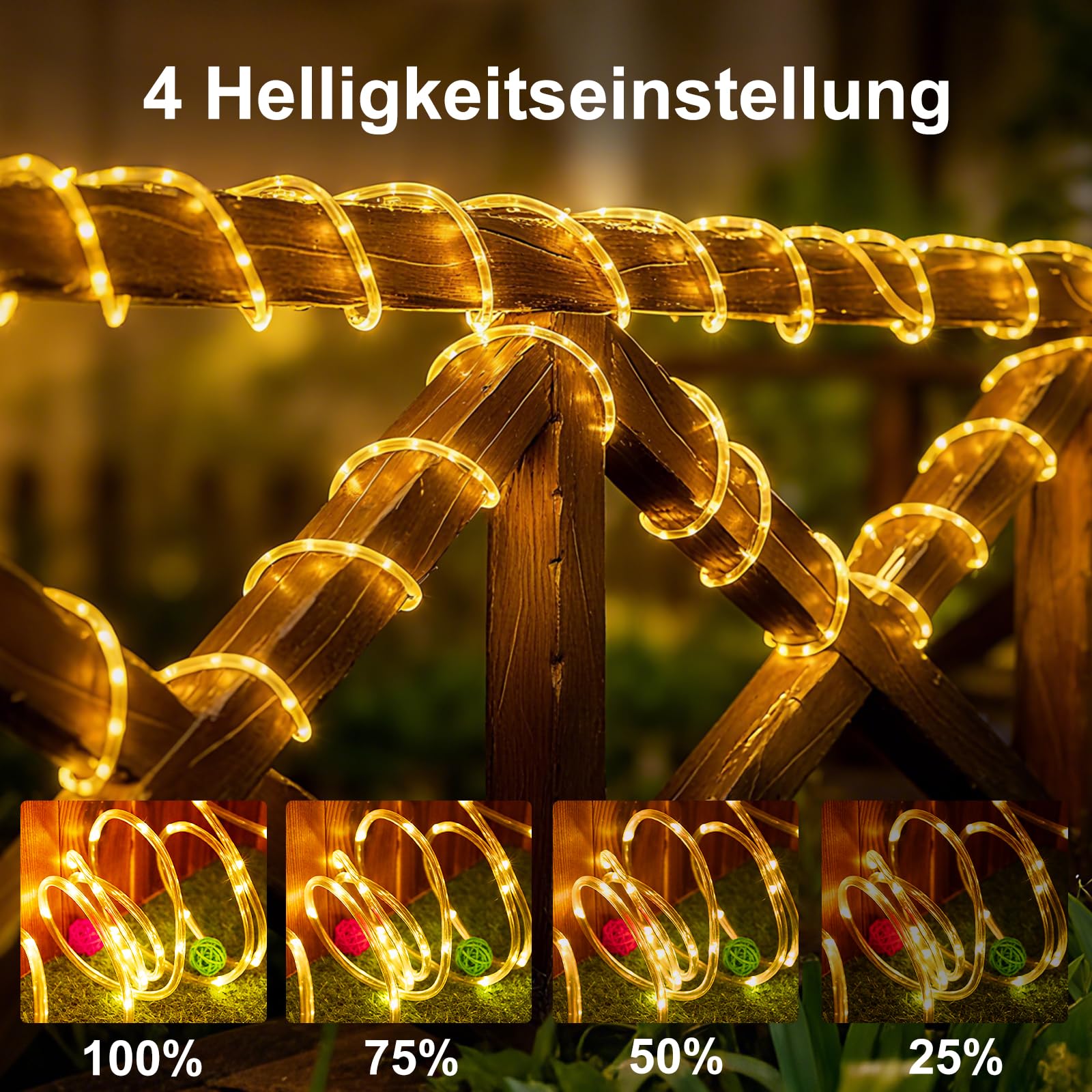 Bzavor 20M 400 LED Lichterschlauch Außen mit Stecker Fernbedienung,Lichterkette Außen 8 Modi Dimmbar IP44 Wasserfest,Lichterschlauch Für Innen Außen Weihnachten Garten Terrasse Zaun Hof Deko Ø5mm