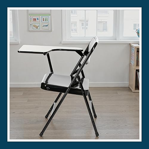 Miniatura 12 de OEF Furnishings OEF5200 Series Sillas plegables resistentes con brazo para tableta, marco de acero, superficie de escritura, soportes dobles