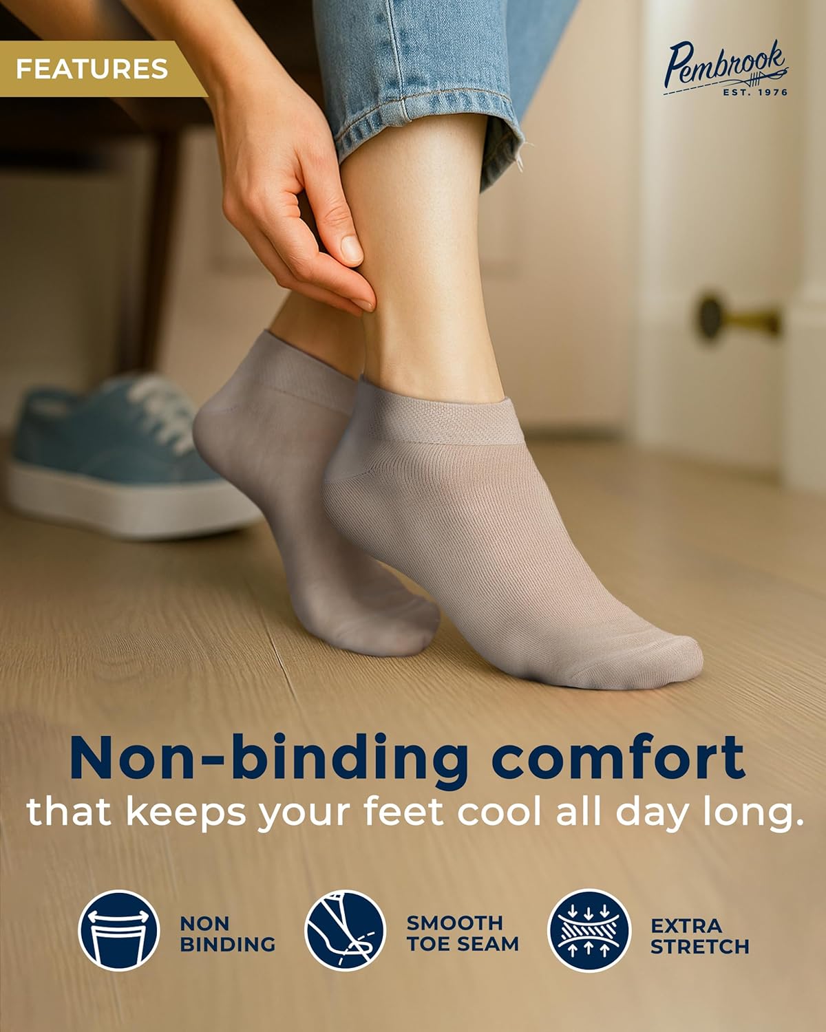 Pembrook Bamboo Viscose Ankle Diabetic Socks for Women and Men - 6 Pairs | Moisture-Wicking, Super Soft, Non Binding - Image 3