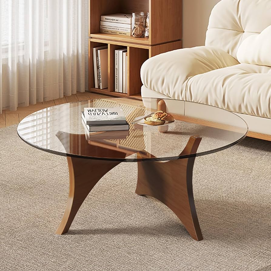 Amazon.com: dnziqi Glass Coffee Table Modern Round Coffee