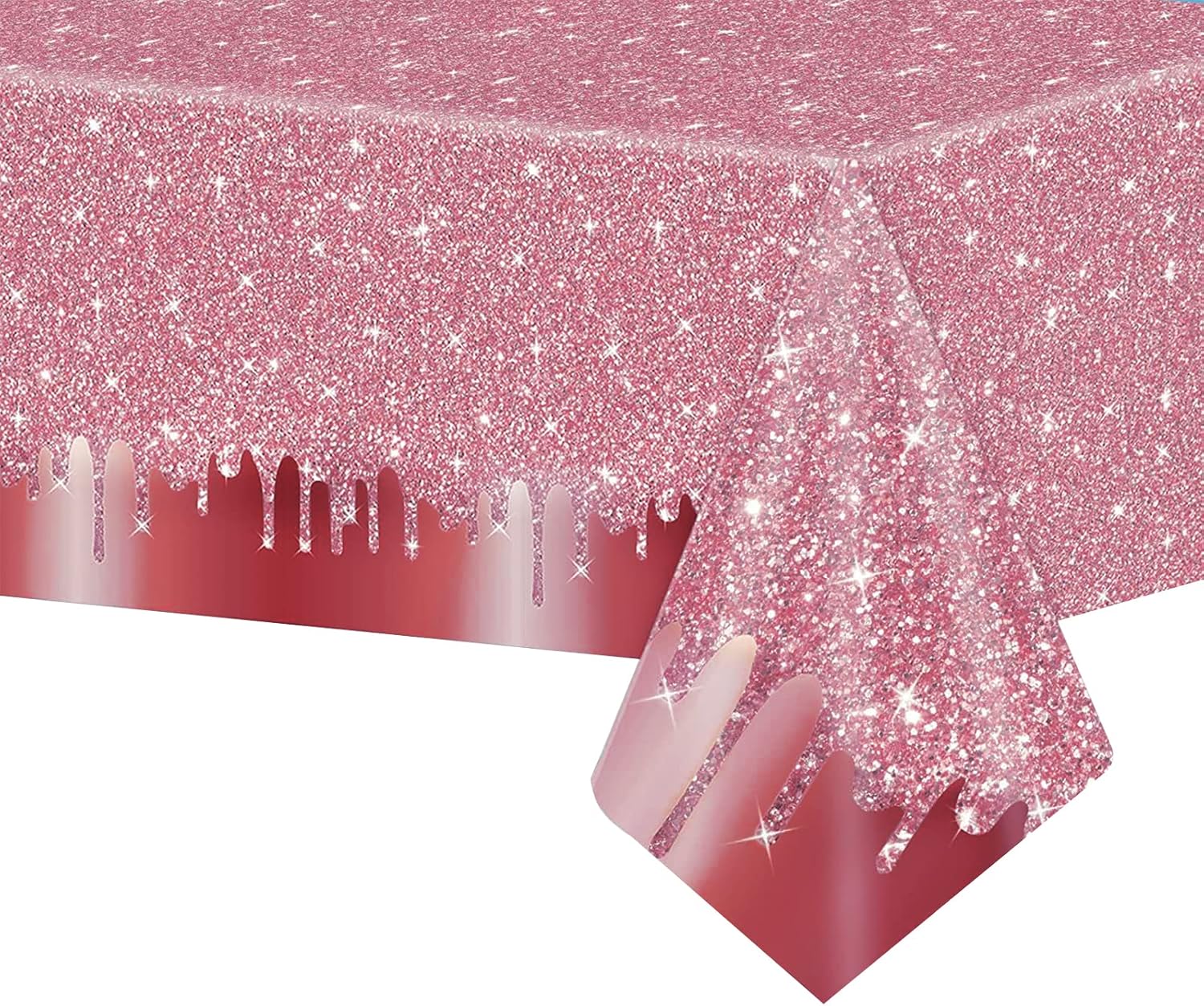 POPOYU Table Cloth Rose Gold Table Covers Plastic Party Table Cloth