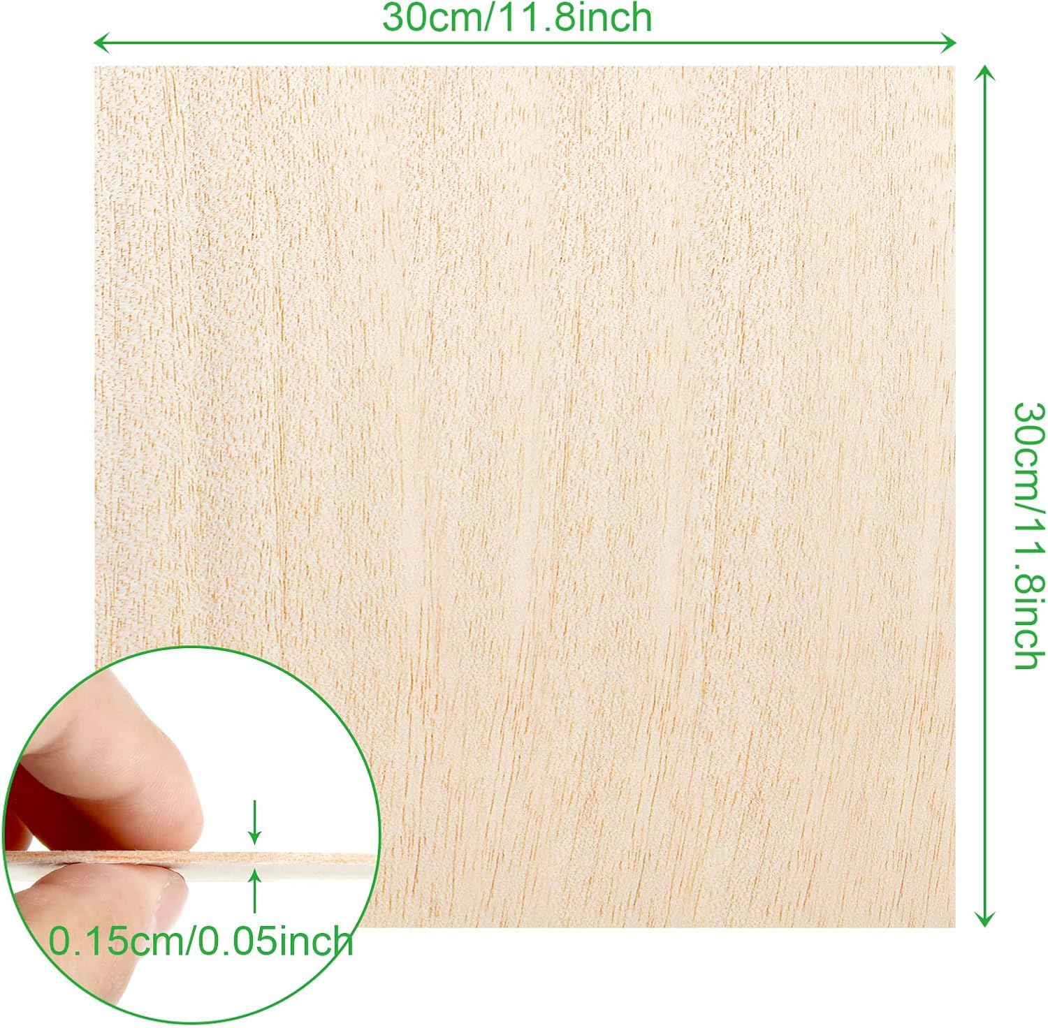 12 Pack Balsa Wood Sheets, 11.8'x11.8'x1/16', Thin Natural Unfinished Wood for Crafts, Hobby, Model Making, Wood Burning and Laser Projects, School and Craft