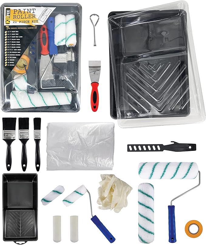 KIRFEE 21 Pcs Paint Roller Set, Paint Rollers and Trays Sets, Paint
