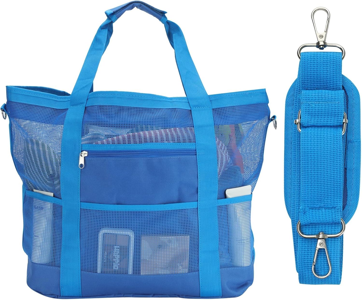 Mesh Beach Bags for Women - Plus Waterproof Sandproof Tote Bag