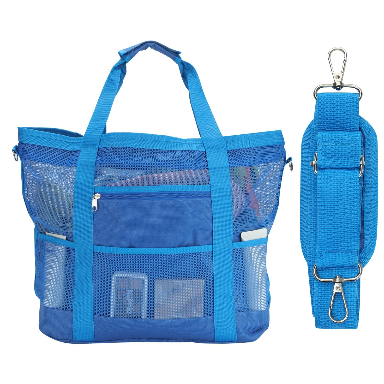 Mesh Beach Bags for Women - Plus Waterproof Sandproof Tote Bag