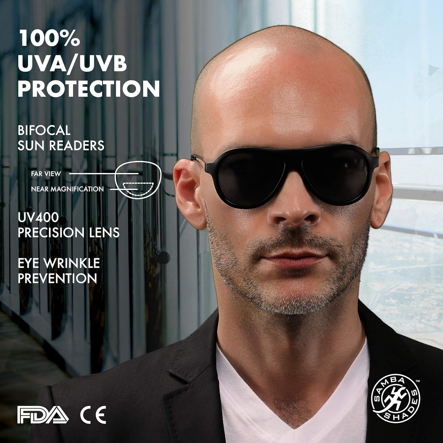 SAMBA SHADES Bifocal Readers Pilot Military Cool Factor Sun-shade Sunglasses