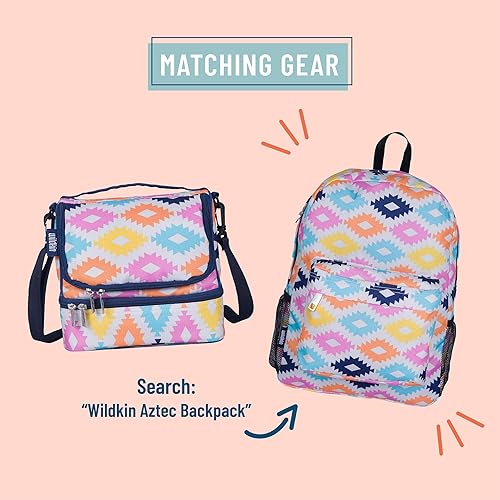 Miniatura 5 de Wildkin- Lonchera aislada de dos compartimentos para niños y niñas, tamaño perfecto para empaquetar aperitivos calientes o fríos para la escuela y