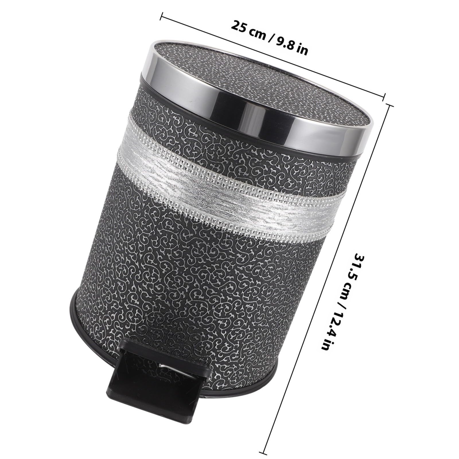 TOYANDONA Cubo de Basura Redondo con Pedal y Tapa para Baño, Negro