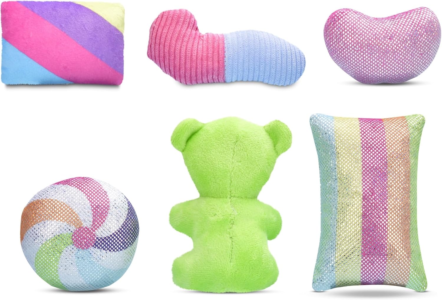 iscream I Want Candy Fleece 7-Piece Play Pillow Set with Embroidered Accents and Zipper Closure