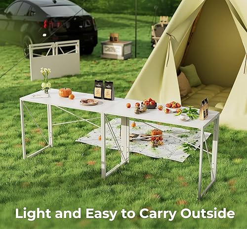 Miniatura 9 de Coavas Escritorio Plegable Pequeño de 39.4 Pulgadas Blancos, Escritorio Plegable para Computadora Ahorro de Espacios Mesa de Escritura para Negro