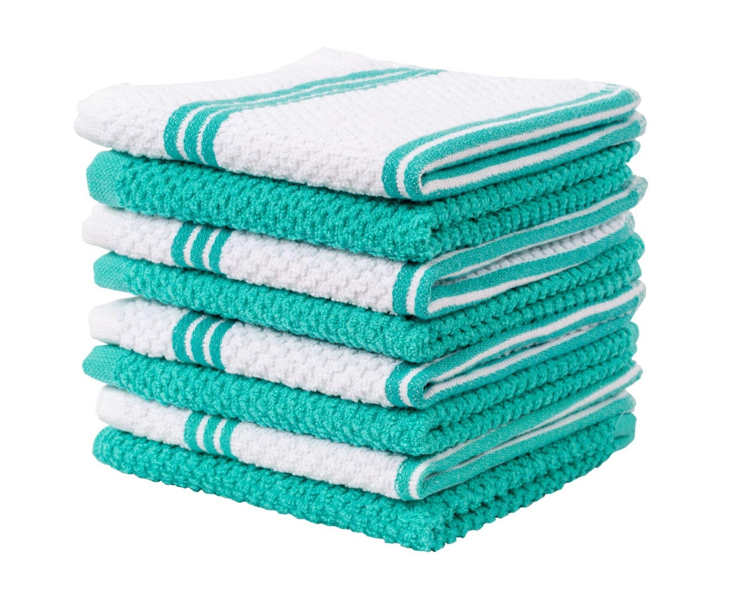 Living Fashions Turquoise 8 Pack Dish Cloths For Washing Dishes - 100% Cotton Absorbent Dish Towels Size 12" X 12" - Perfect Rags For Washing Dishes - Kitchen Rags And Washcloths For Dishes (Turquoise)