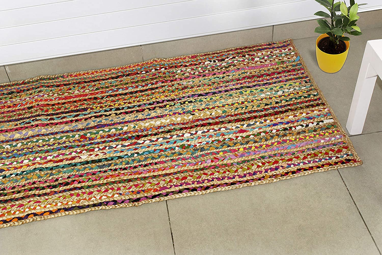 Dywan jutowy i mieszanka bawełny, ręcznie pleciony prostokątny dywan do dekoracji domu (60 x 240 cm)