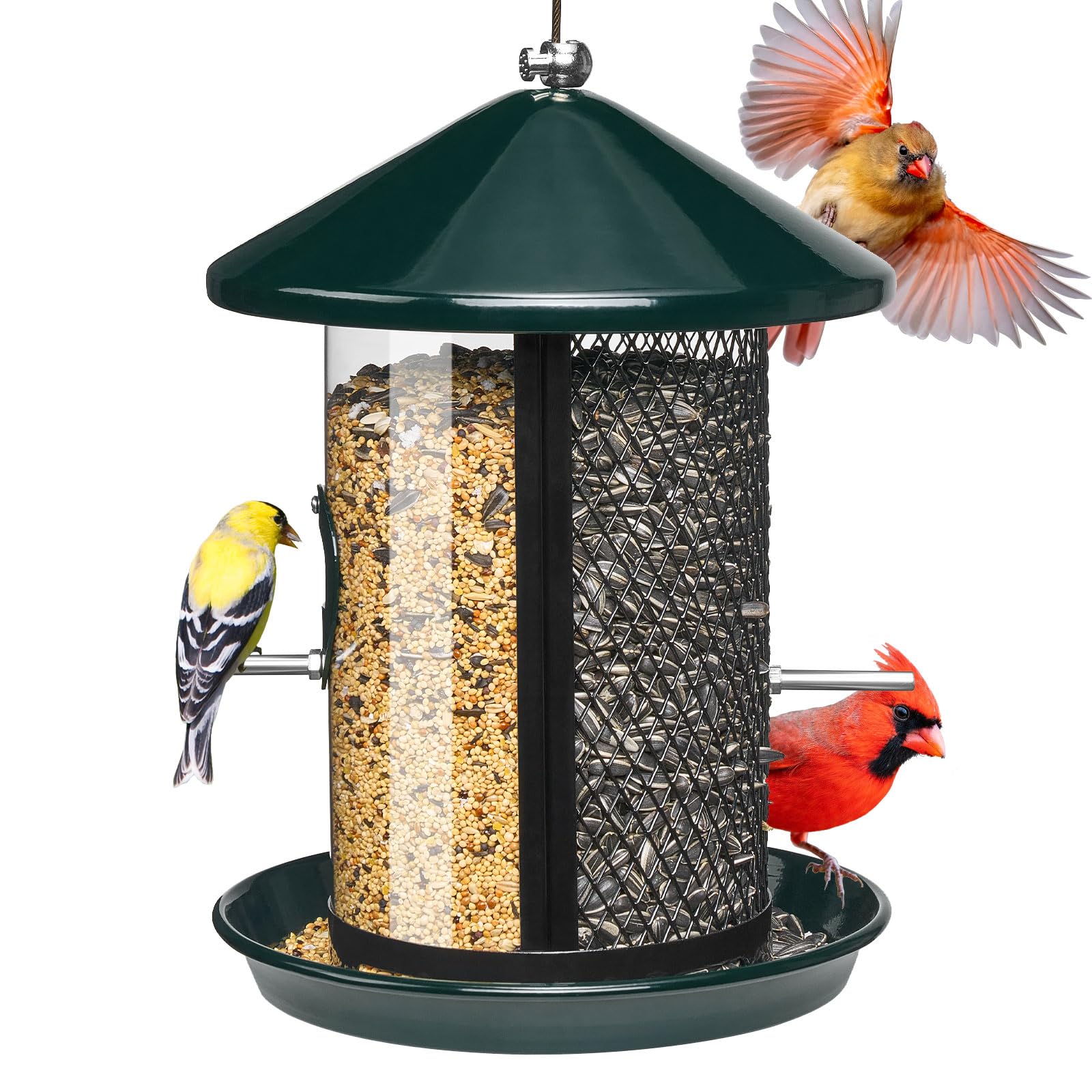 Kingsyard Dual Chamber Metal Bird Feeder