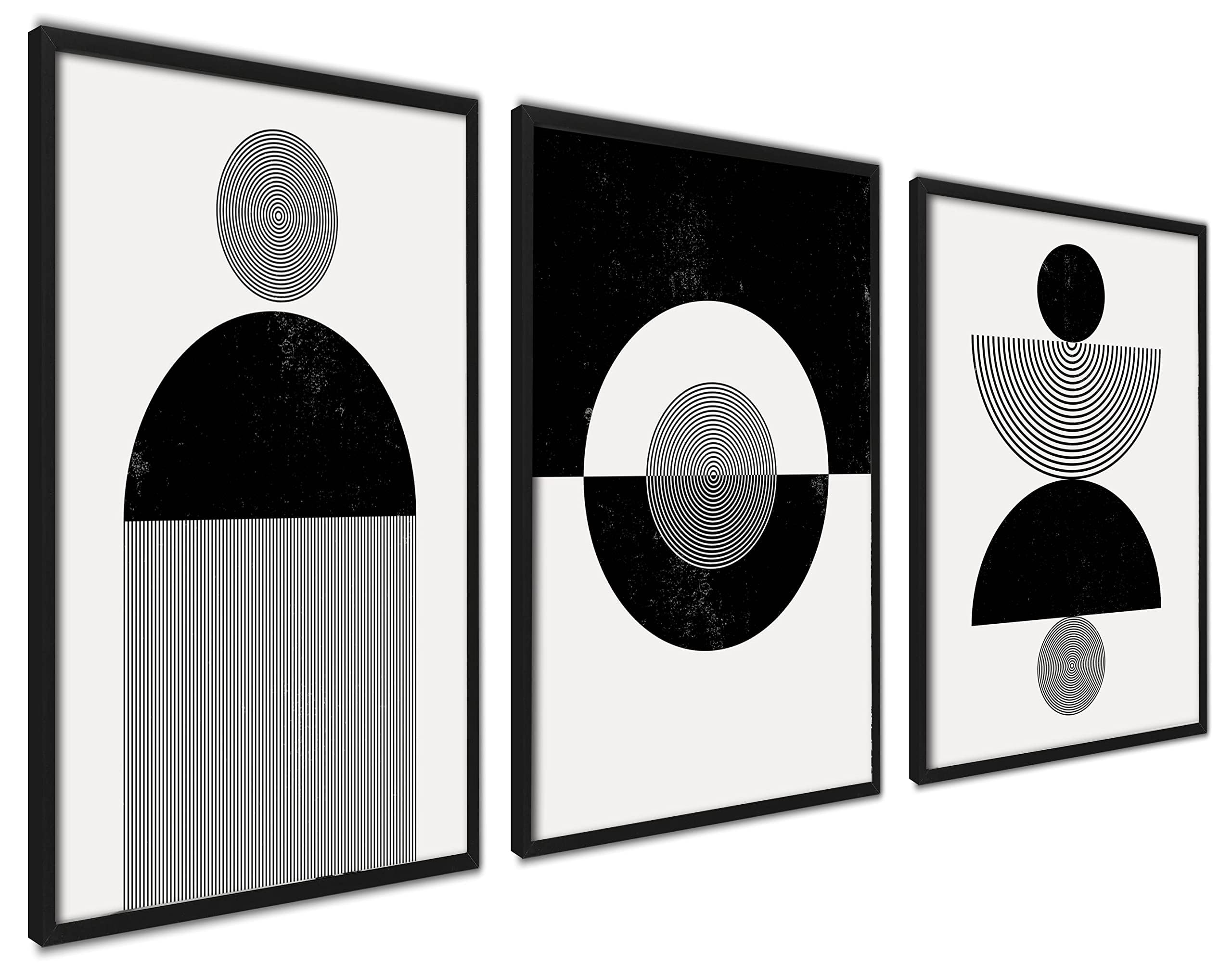 ag.art deco Pack of 3 Wall Art 30x40cm Black Frame Wall Decor Modern Design