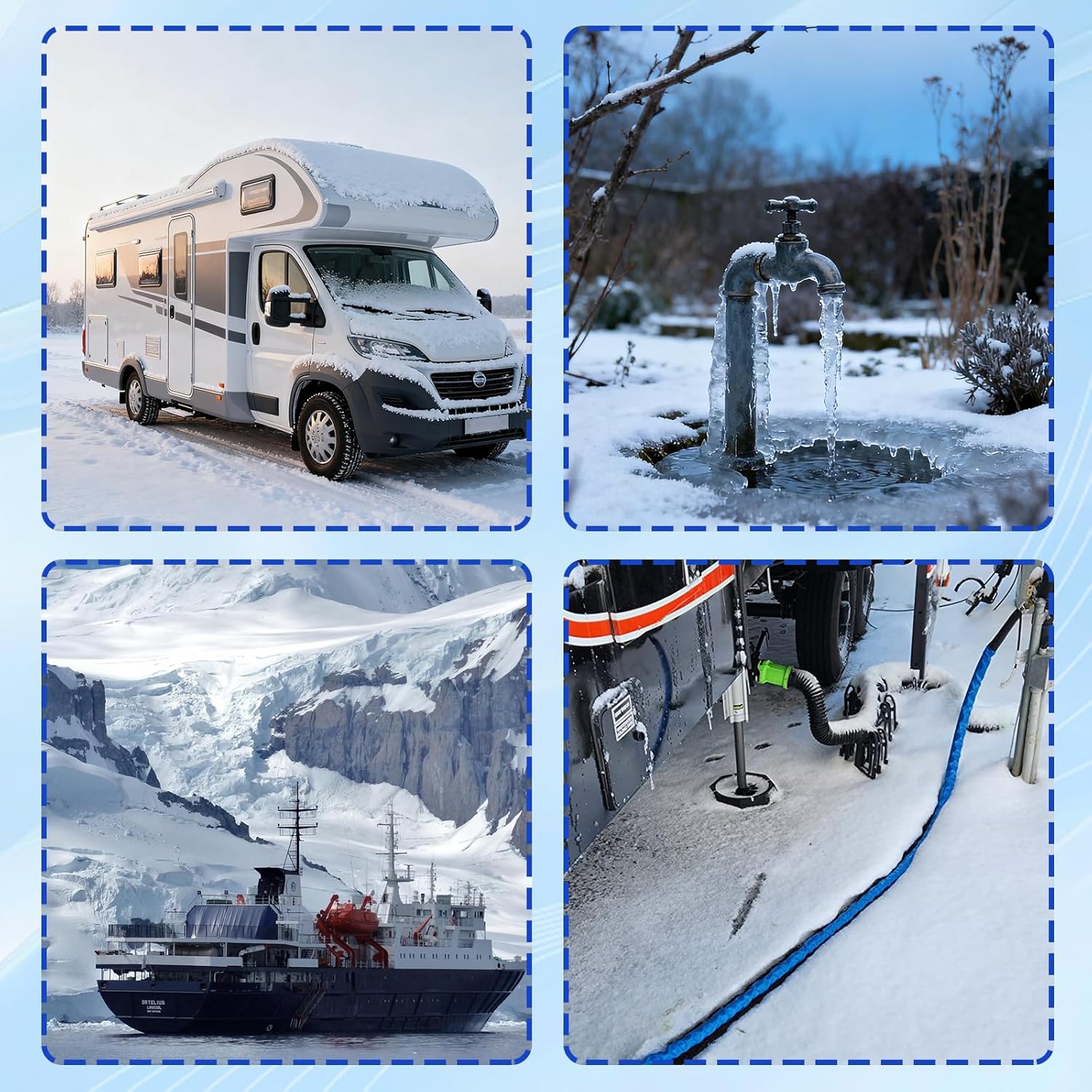 New RV Winterizing Kit with Oil Pressure Gauge 60 inch Compressor Sprinkler Water Blow Out Winterization Hose Winterize Adapter Plug for Camper, Boat, Travel Trailer,Motorhome,Garden Faucet