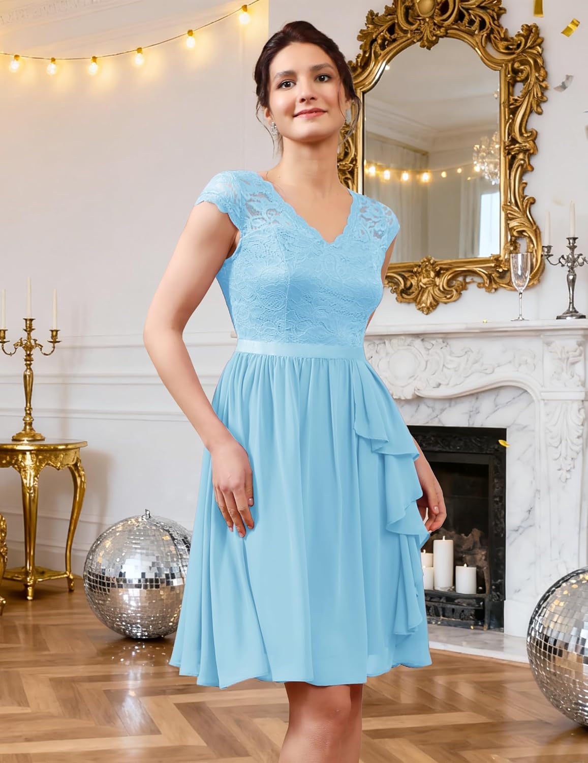 Wedtrend Women's Bridesmaid Dresses Short Prom Dress Ruffle Semi Formal Cocktail Dresses Floral Homecoming Dress - Image 5