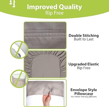 BAMPURE 100% Rayon Bamboo Sheets Queen Size - 4 Piece Cooling Sheets Queen