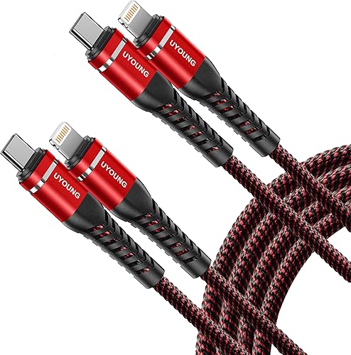Miniatura 9 de Paquete de 2 cables USB C a Lightning de 6 pies [certificado Apple MFi] cable de carga rápida para iPhone, trenzado tipo C, cable de carga rápida