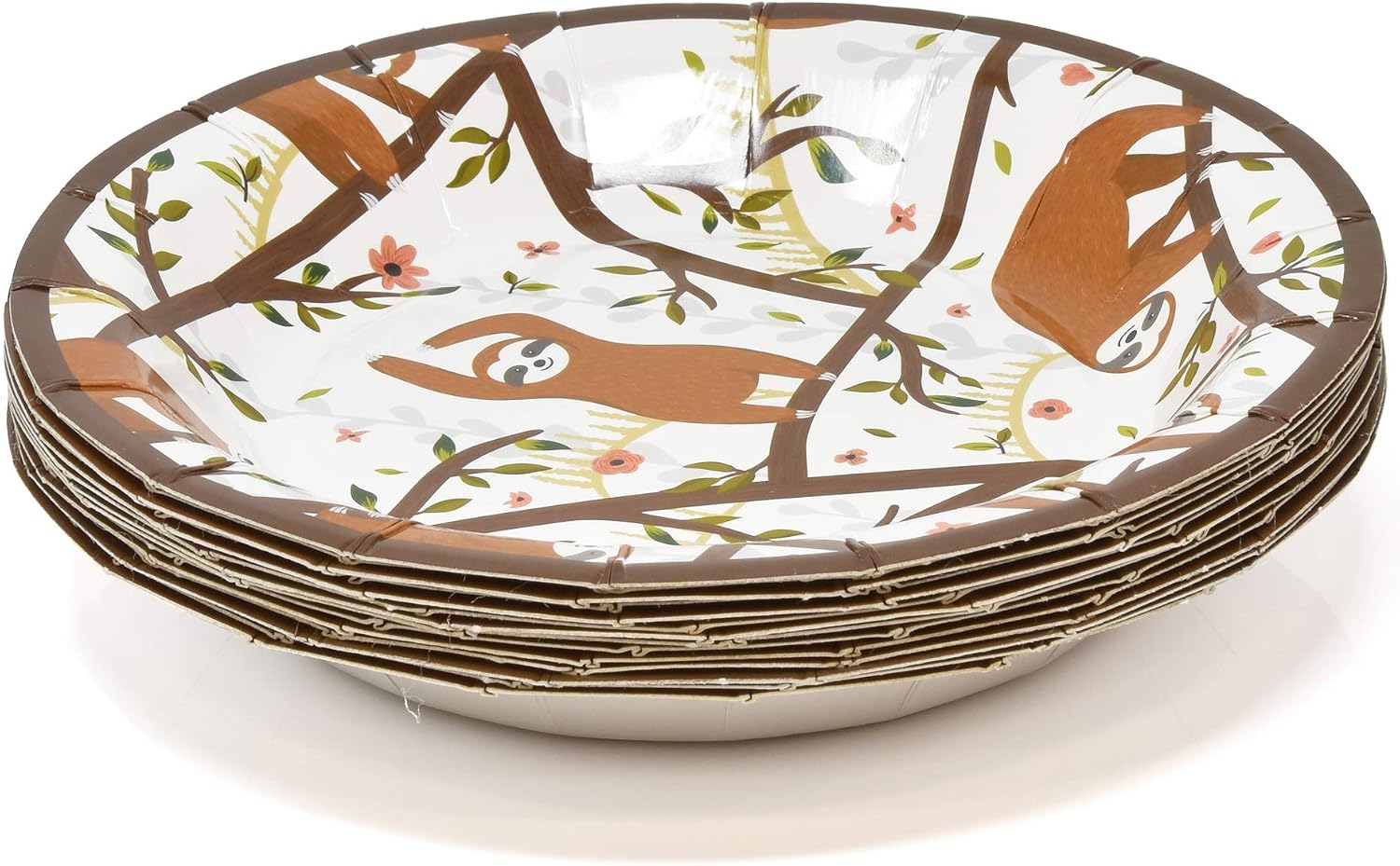 Sloth Animal Party Supplies Tableware Set Includes 24 9" Plates 24 7" Plate 24 9 Oz Cup 50 Lunch Napkin Hanging Sloths Theme Dinnerware Disposable Paper Goods for Baby Shower Birthday Parties Decor
