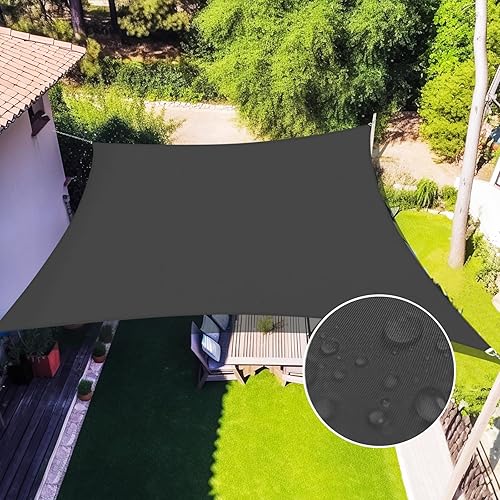 Amagenix Toldo tipo vela, impermeable, rectangular, gris oscuro, para exteriores, 6 x 10 pies, toldo con bloqueo UV, refugio para patio al aire