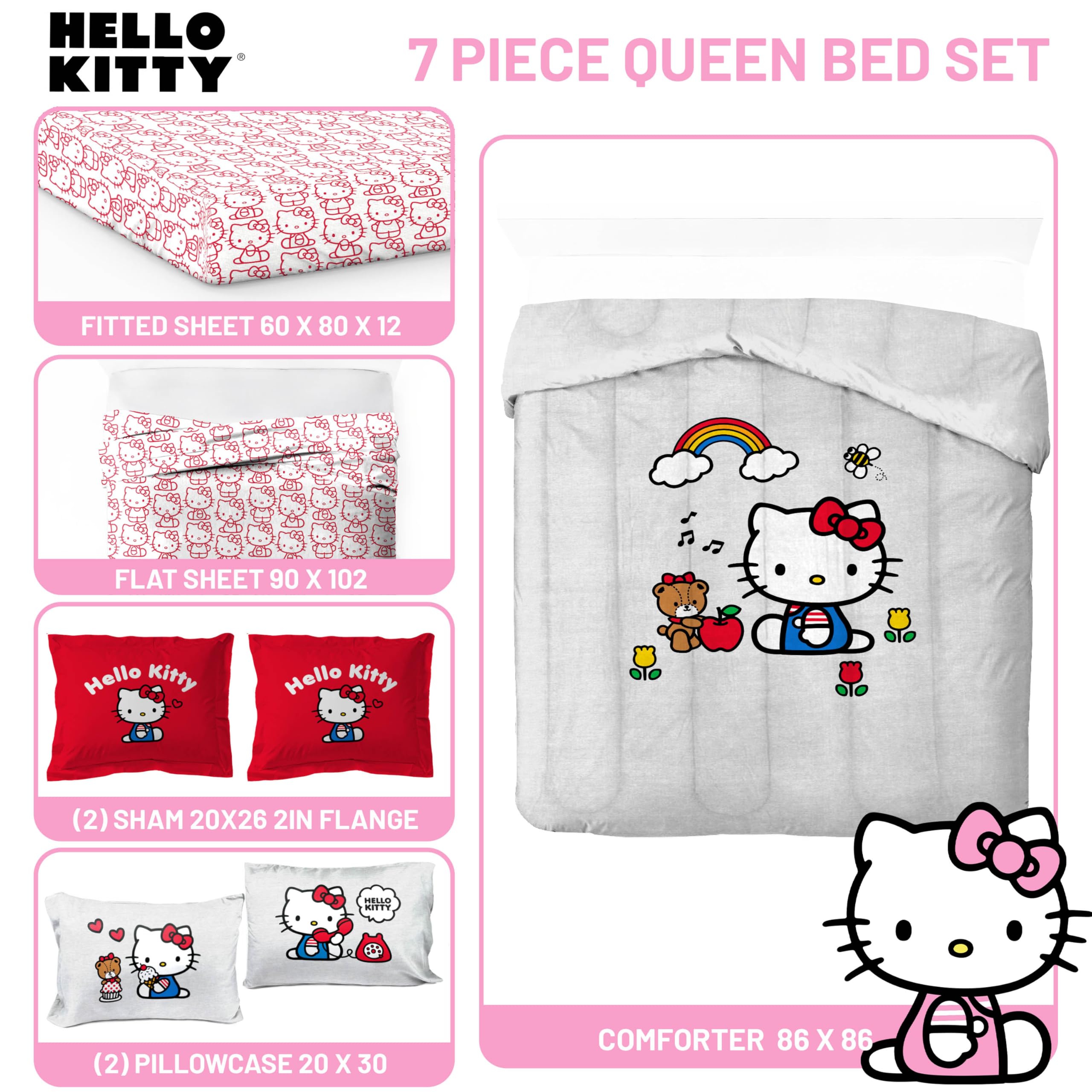 Set Di Lenzuola Per Letti Singoli Jay Franco Hello Kitty Zodiac E Stelle Set Di Biancheria Da Letto Super Morbido Da 3 Pezzi Lenzuola In Micr~p121918142