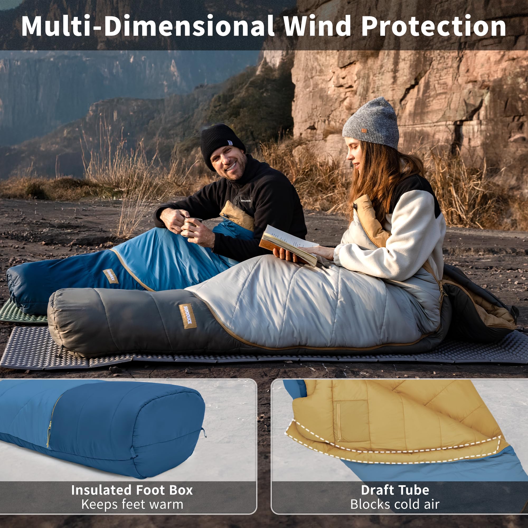 Naturehike Mujin Pro Sacco a pelo a mummia per adulti, 4 stagioni, caldo, impermeabile, resistente al freddo, leggero e portatile, per campeggio, escursionismo, attività all'aria aperta e viaggi