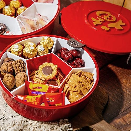 Miniatura 8 de Bandejas para servir para fiestas, Año Nuevo chino, frutas secas, dulces, aperitivos, bandeja para servir, caja dividida para platos de alimentos,