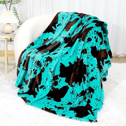 Miniatura 45 de Manta de forro polar azul para niñas de 50 x 60 pulgadas, suave, ligera, mullida para dormitorio, sofá, regalos de cumpleaños, manta decorativa cian