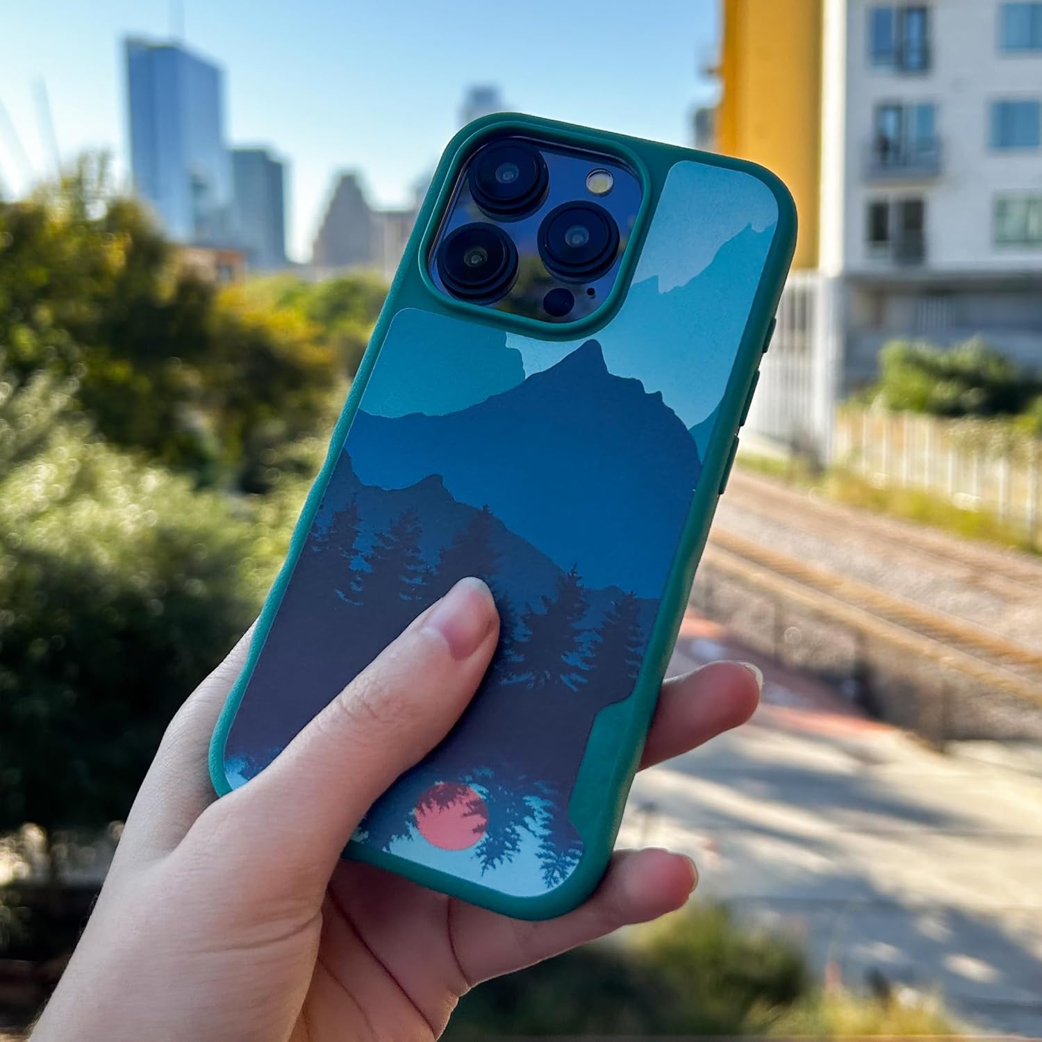 Smartish® iPhone 15 Pro Magnetic Case - Gripmunk Compatible with MagSafe [Lightweight + Protective] Slim/Thin Grip Cover with Microfiber Lining for Apple iPhone 15 Pro - Moving Mountains - Image 9