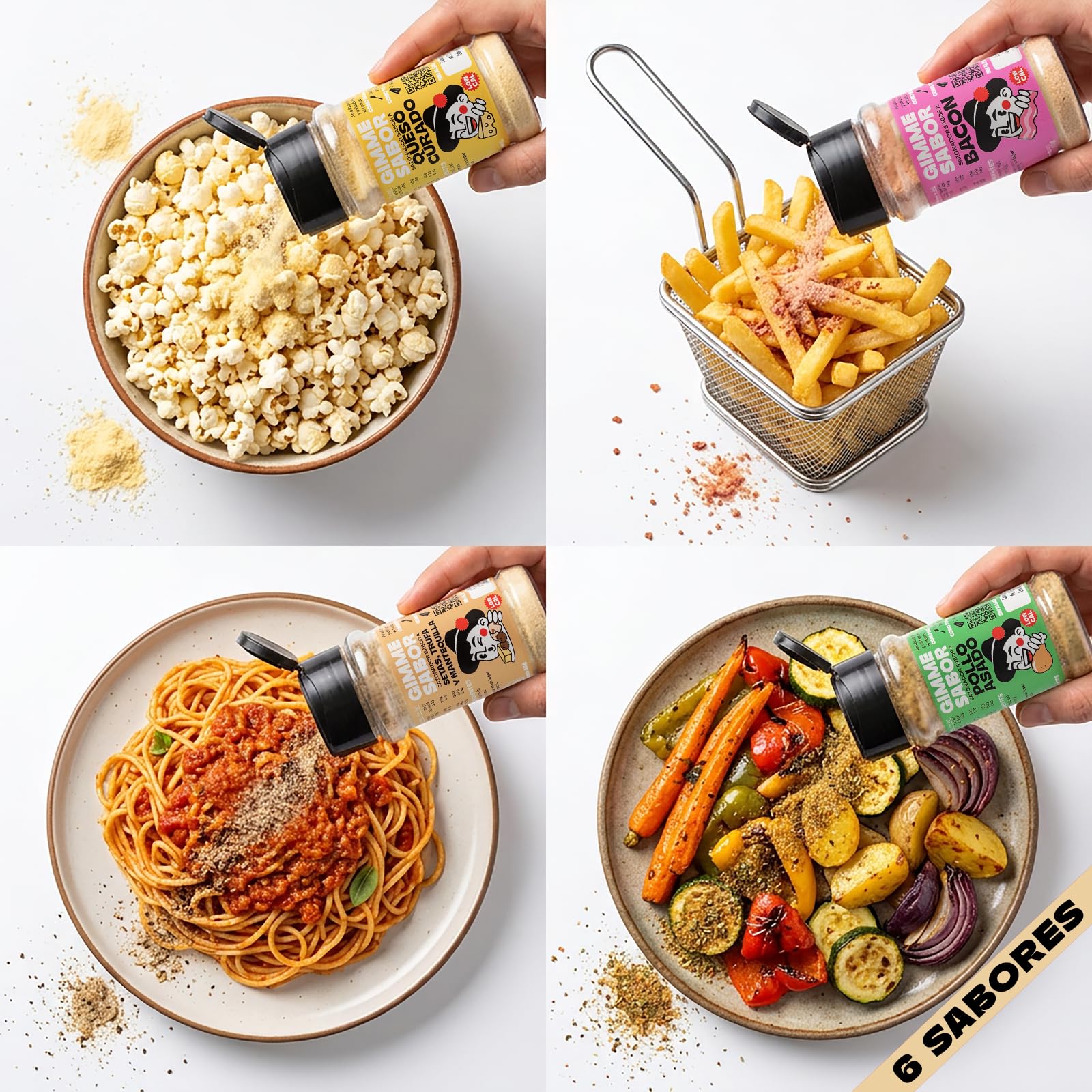 Gimme Sabor Pack 6 Sazonadores Veganos 6x55 g Mezcla de Especias Sin Gluten Sin Lácteos