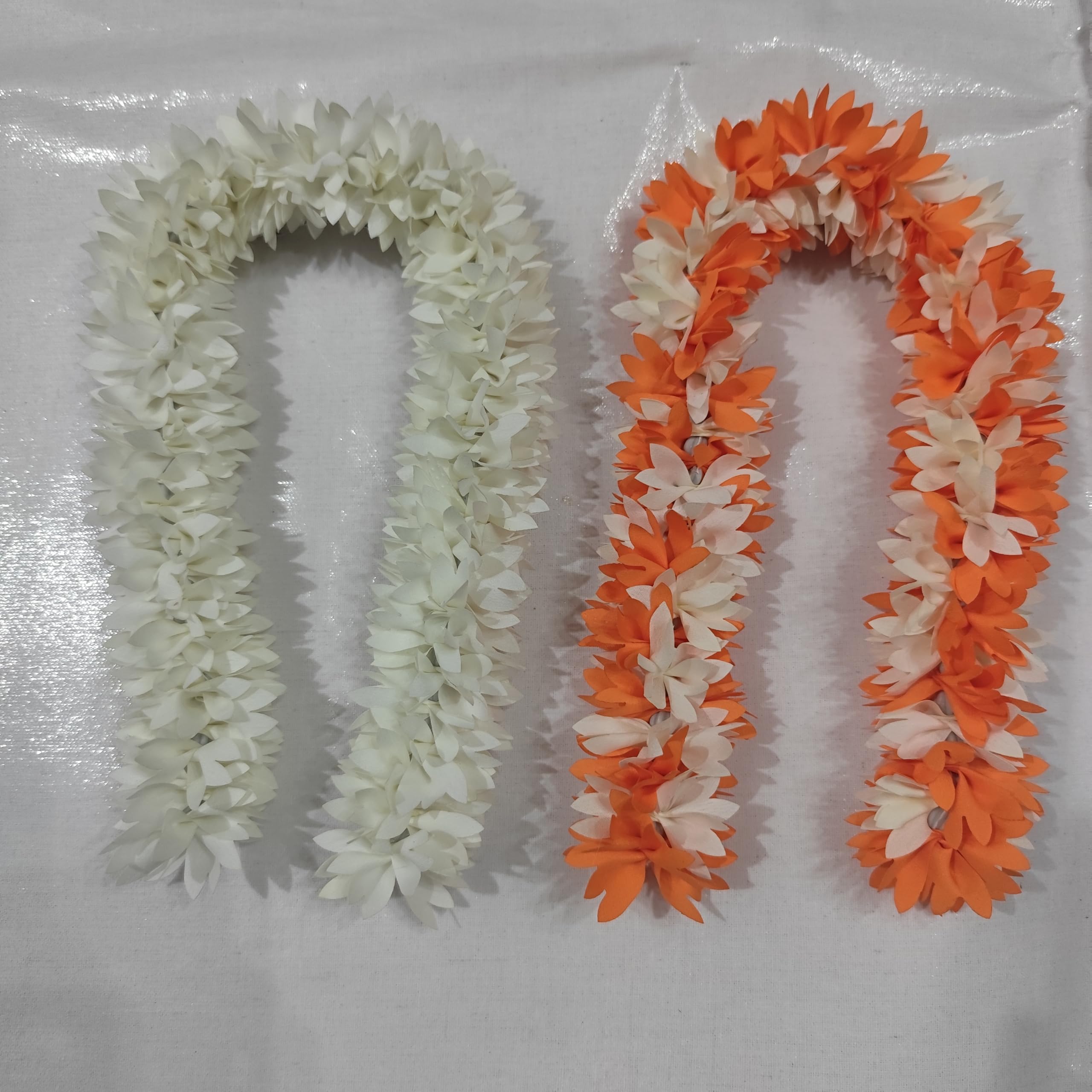 Artificial Flower Hair Clips, Orange and White Pichi Design, 20 cm Length, 2 Piece Set-image-26