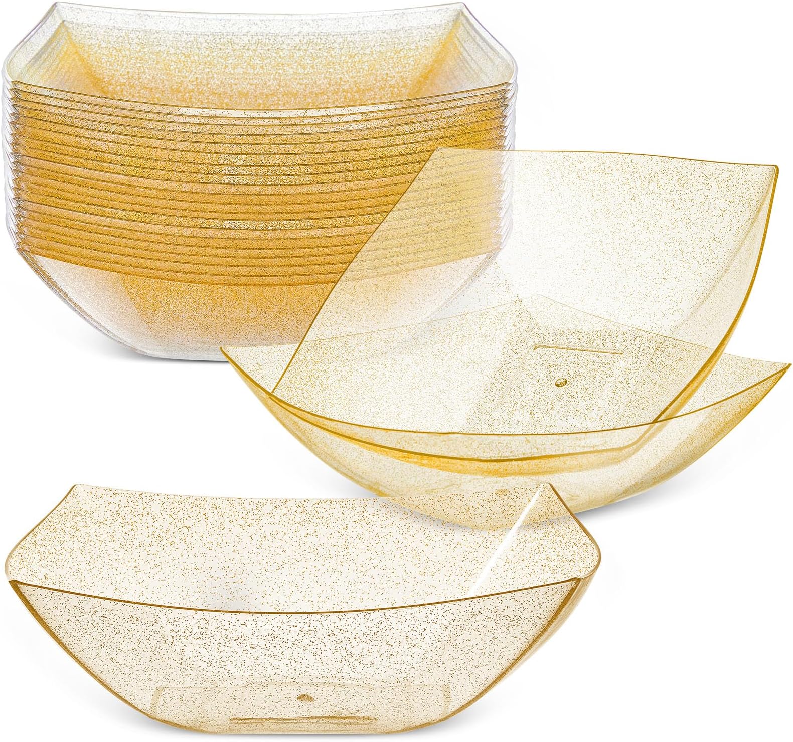 Posh Setting Disposable Oval Serving Bowls, Gold Glitter