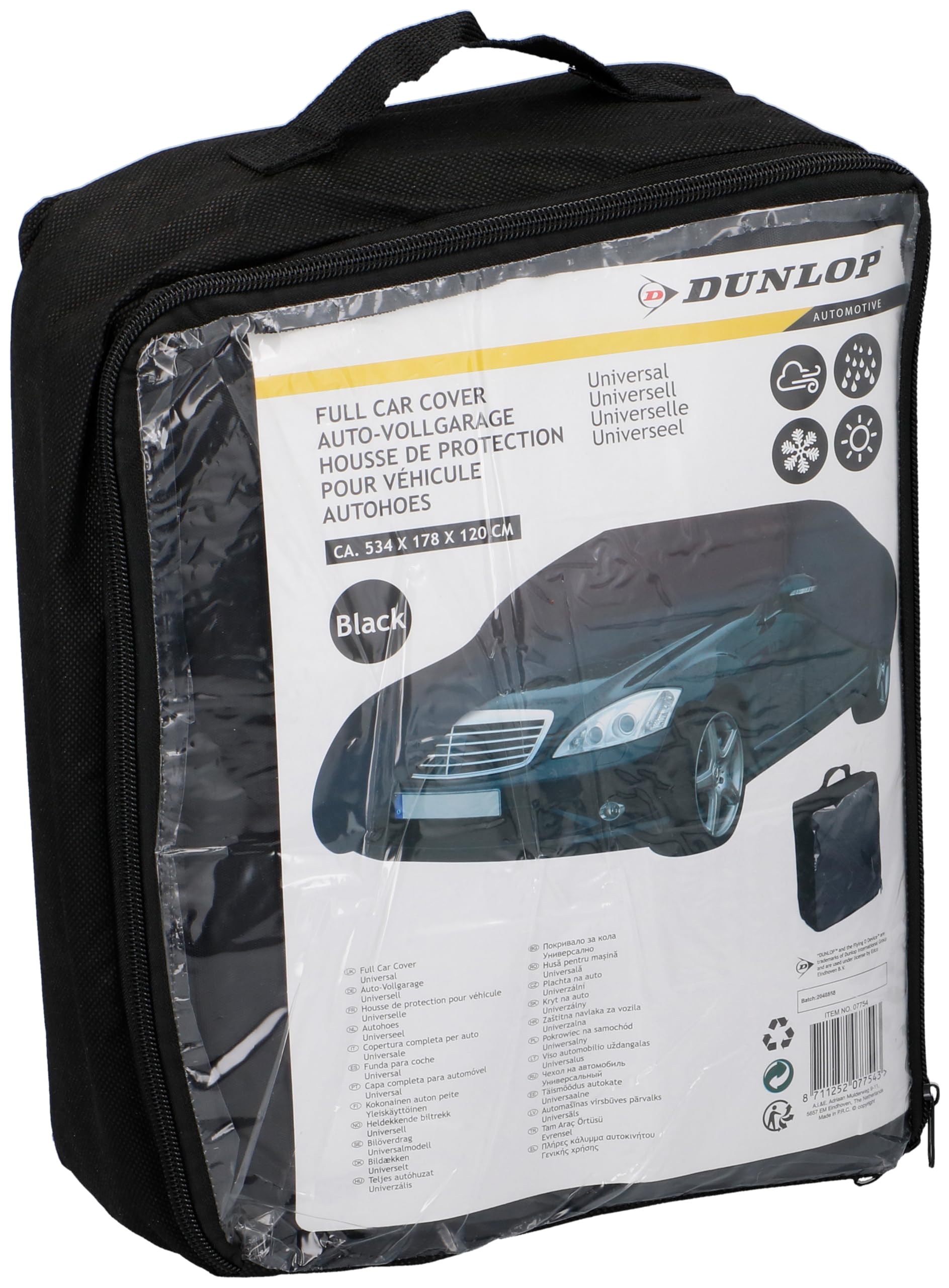 Dunlop Housse de Voiture - Universelle - 534 x 178 x 120 cm - Noire