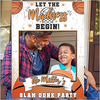 Basketball Birthday Photo Booth Frame, Personalized Basketball Photo Booth Props, Sports Party Props, Basketball Selfie Station, Sporty Photo Booth Frame, Theme Party Prop Sizes 36x24, 48x36