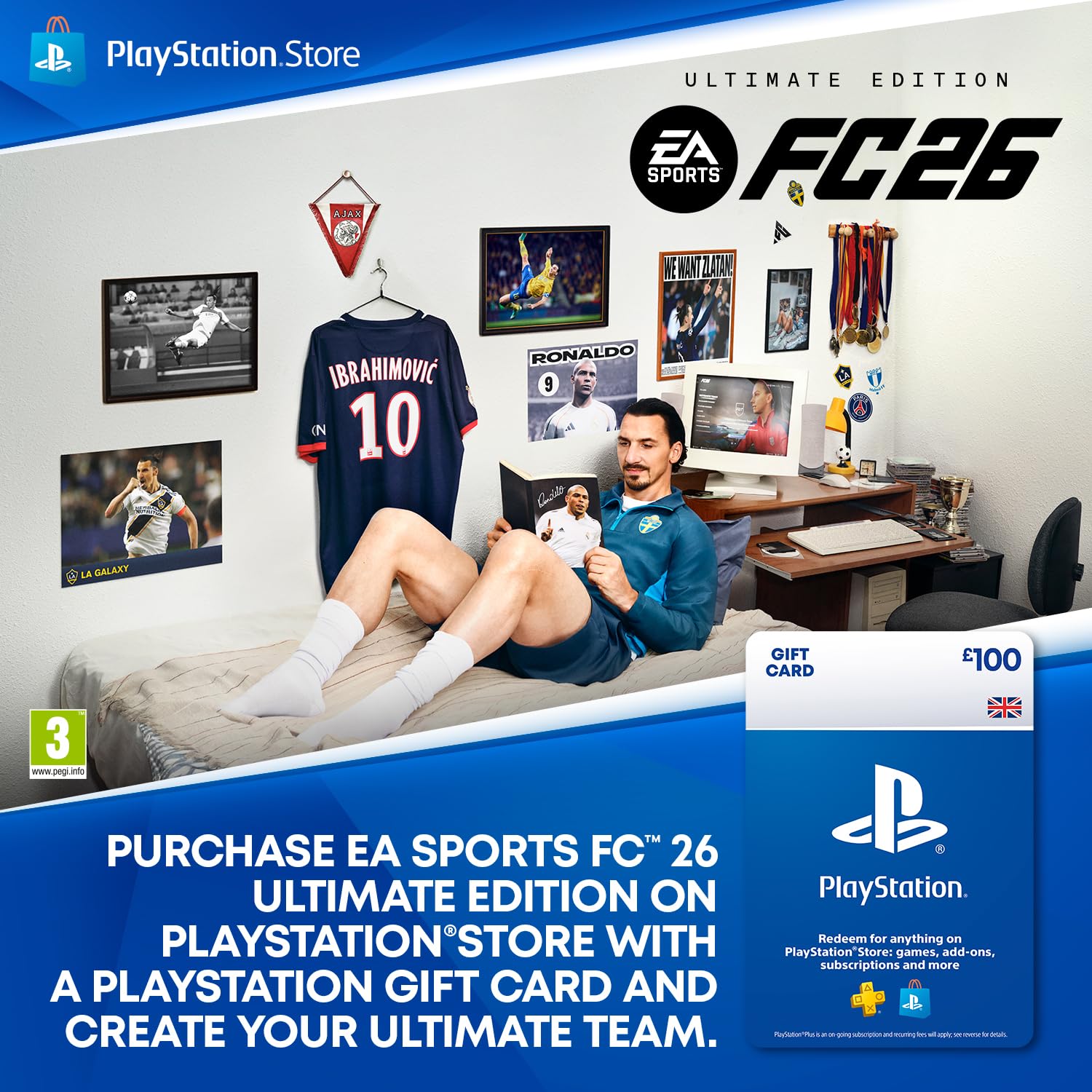 £100 PlayStation Store Gift Card for EA SPORTS FC 26 Ultimate Edition │ UK Account [Code via Email]